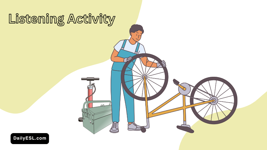 A masculine person repairing a bicycle.
