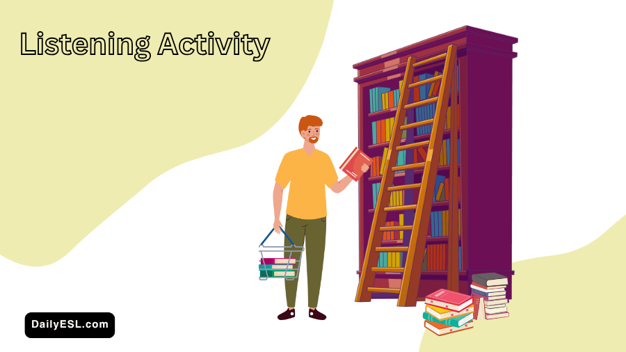 A masculine person taking a book off a shelf.