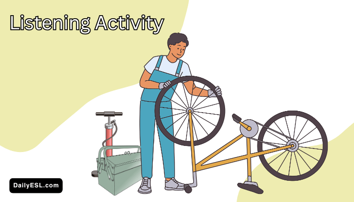A masculine person repairing a bicycle.